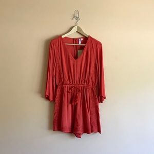 Burnt Orange Tie Front Romper